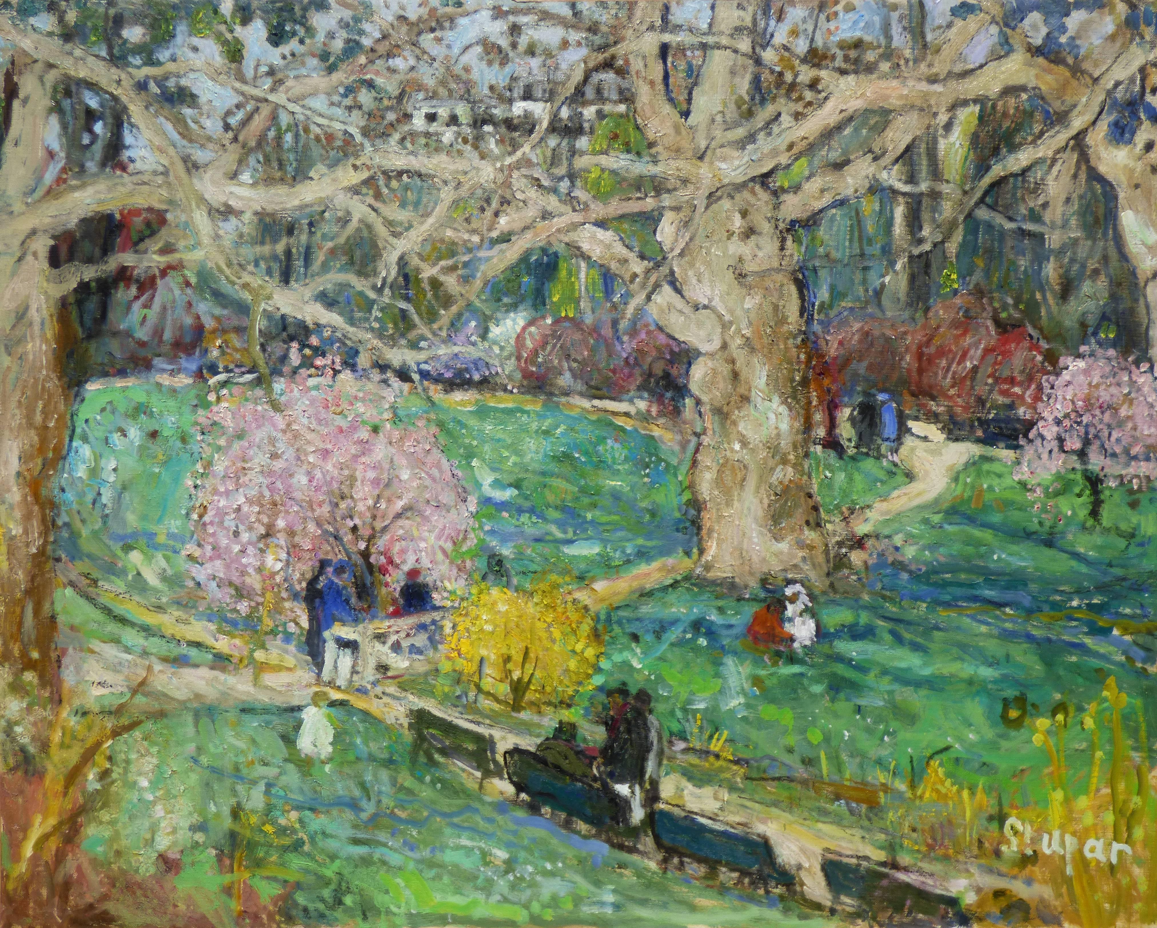 Marko STUPAR Landscape Painting - The Garden of Batignolles in Paris, France