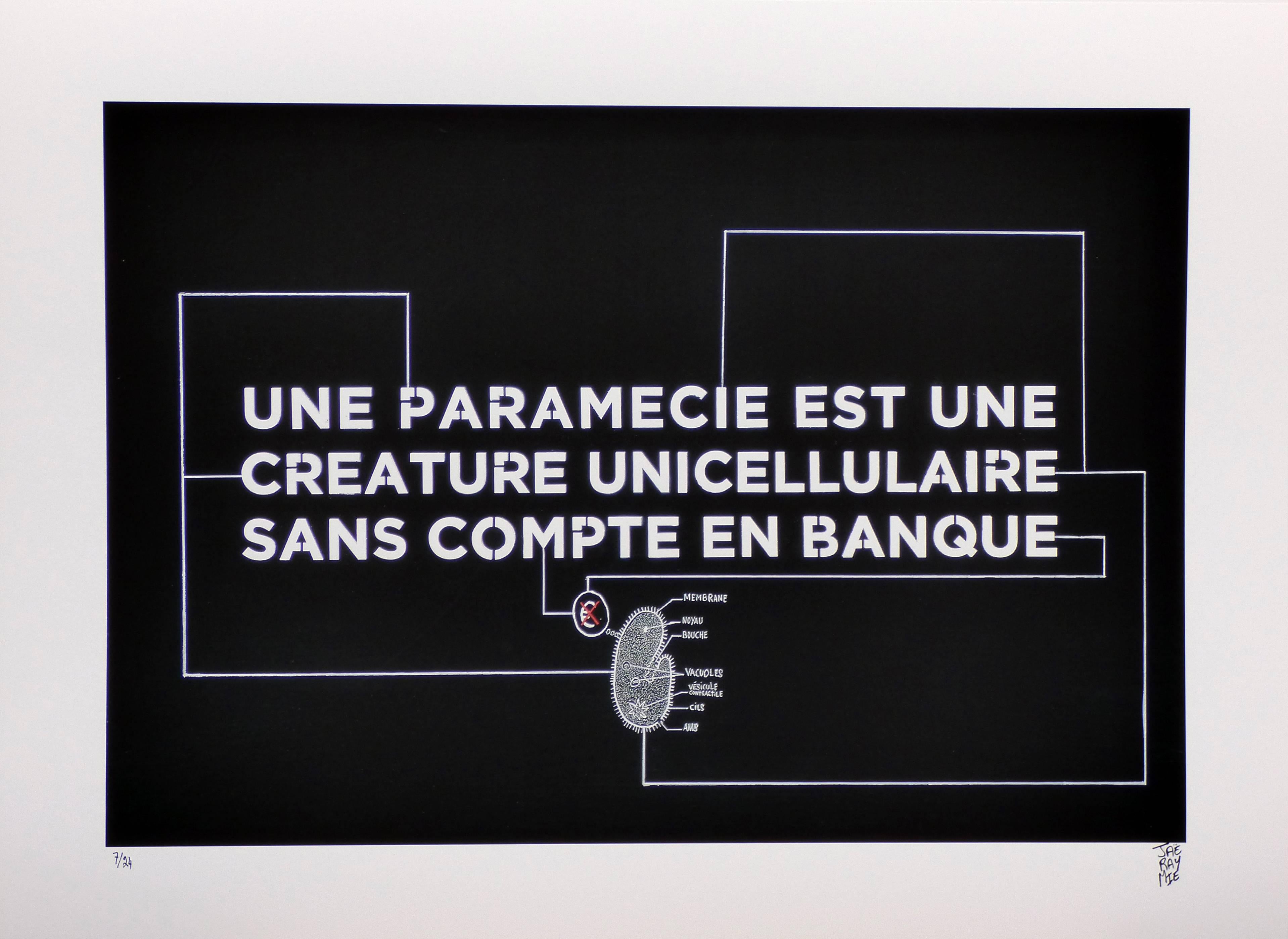 Jaëraymie YAM Abstract Print - Une paramécie est une créature unicellulaire sans compte en banque