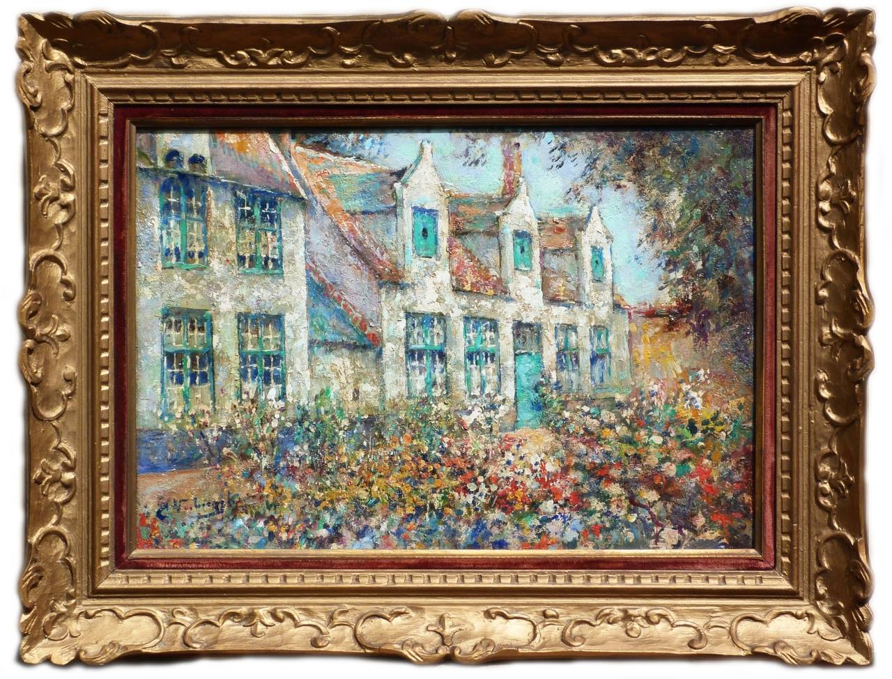 Charles Verbrugghe Landscape Painting - Jardin Fleuri au Béguinage de Bruges