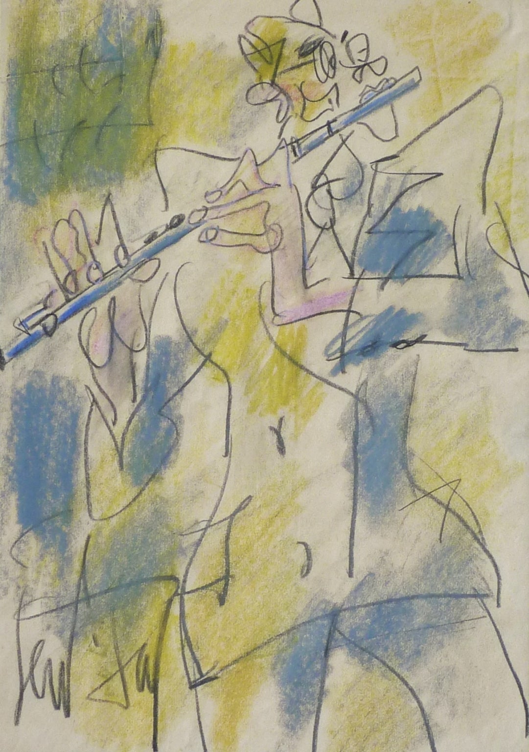 The Flutist, The Musician - Expressionist Art by GEN PAUL