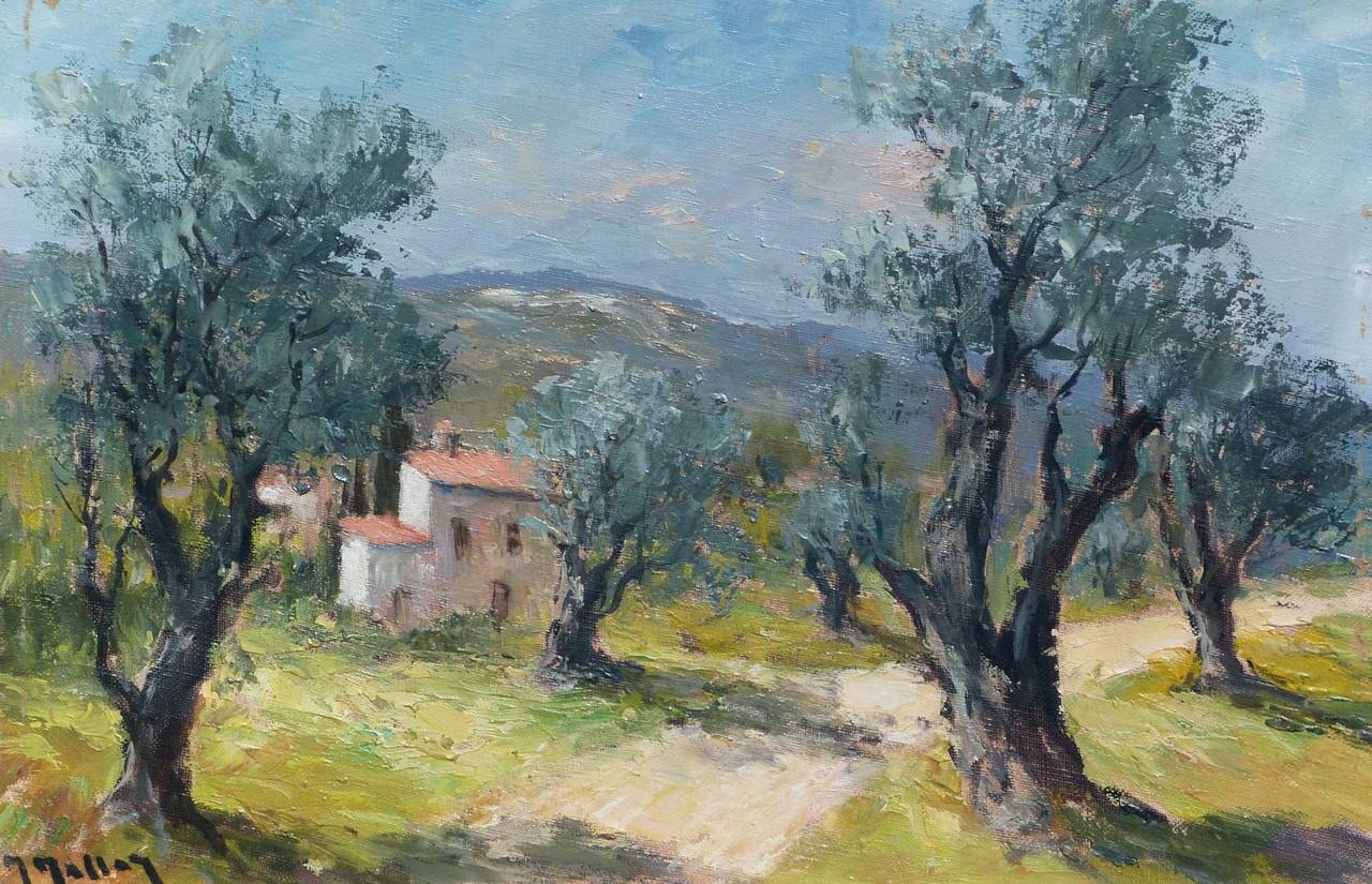 Le Mas aux Oliviers - South of France in Provence - Painting by Marcel MASSON