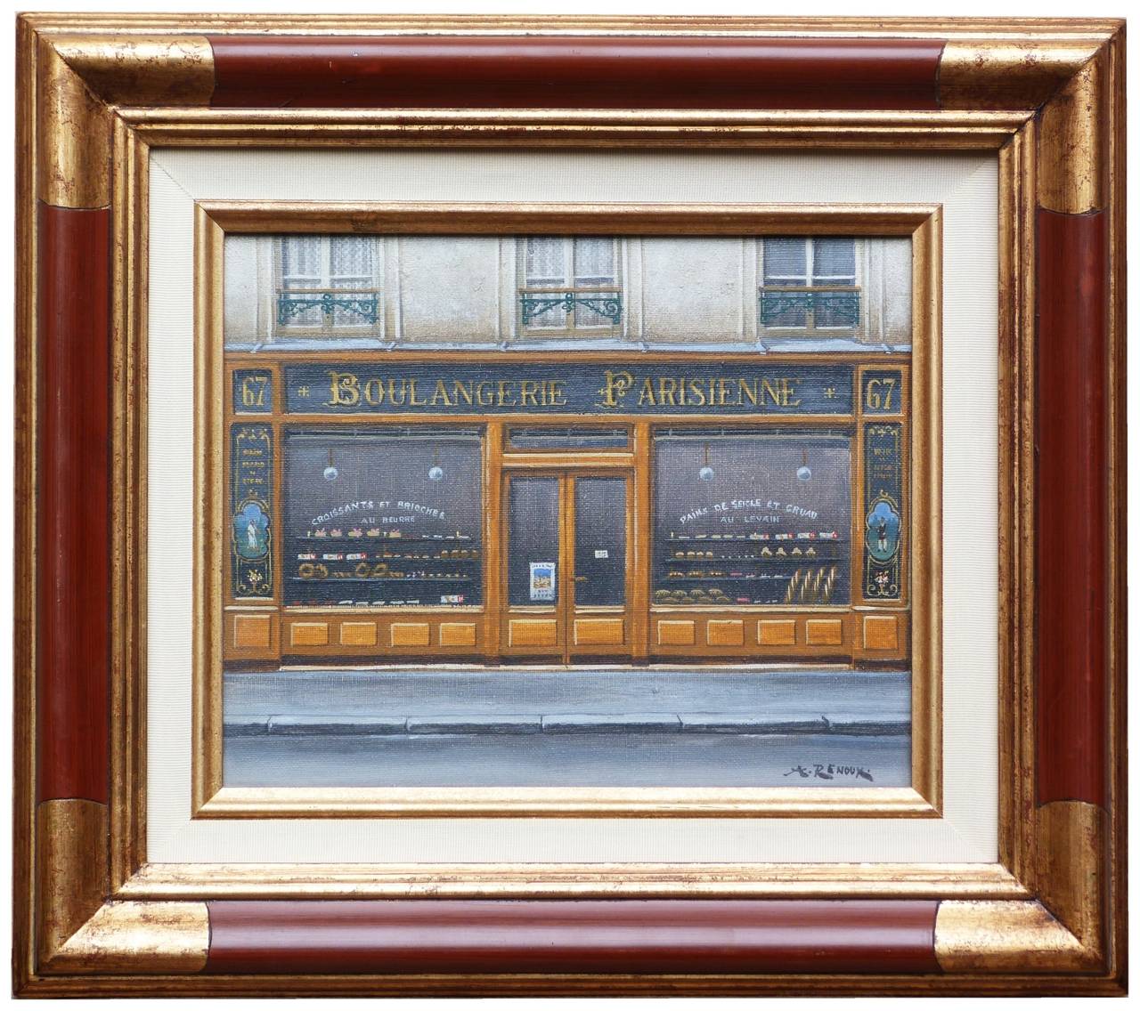 André RENOUX Figurative Painting - La Boulangerie Parisienne - The French Bakery Of Paris