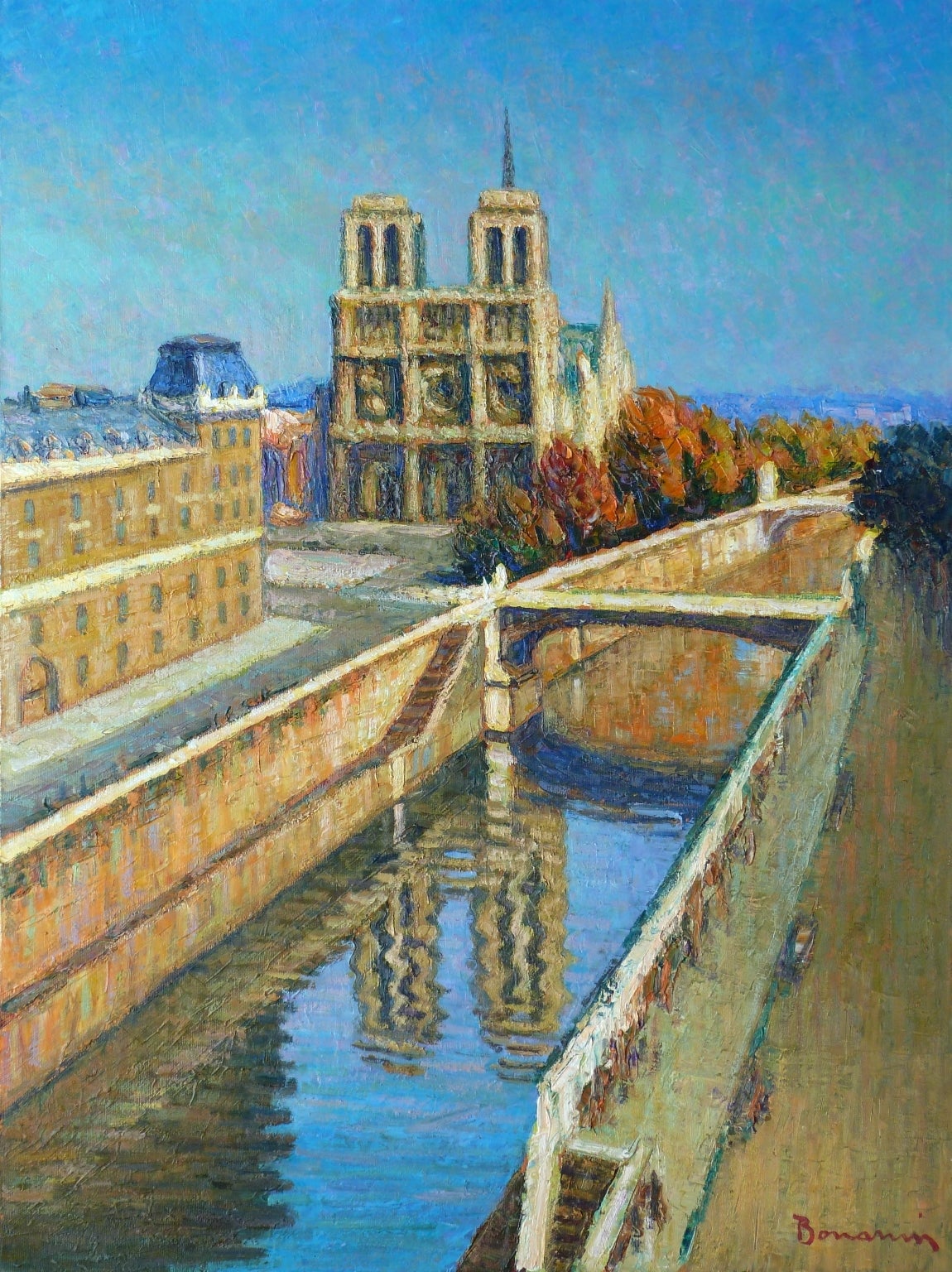 Claudio BONANNI Landscape Painting - Notre-Dame de Paris et la Seine