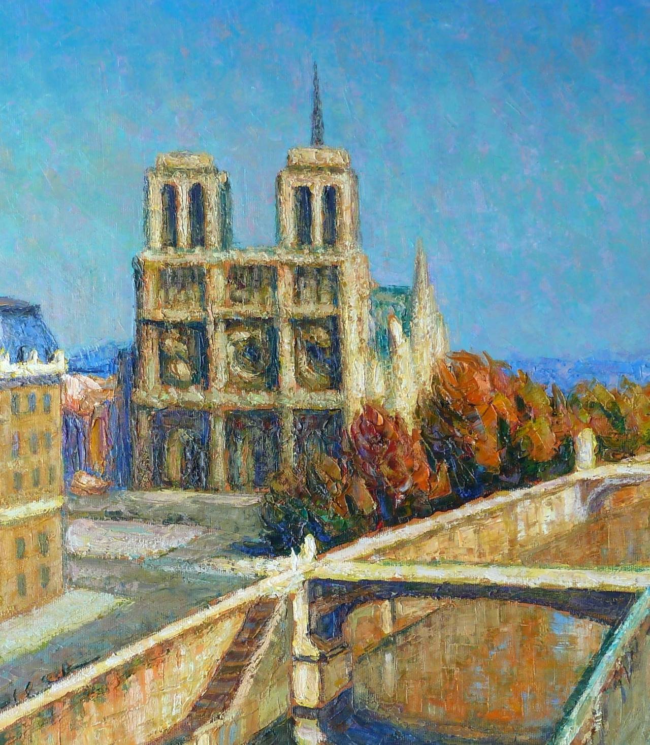 Notre-Dame de Paris et la Seine - Painting by Claudio BONANNI