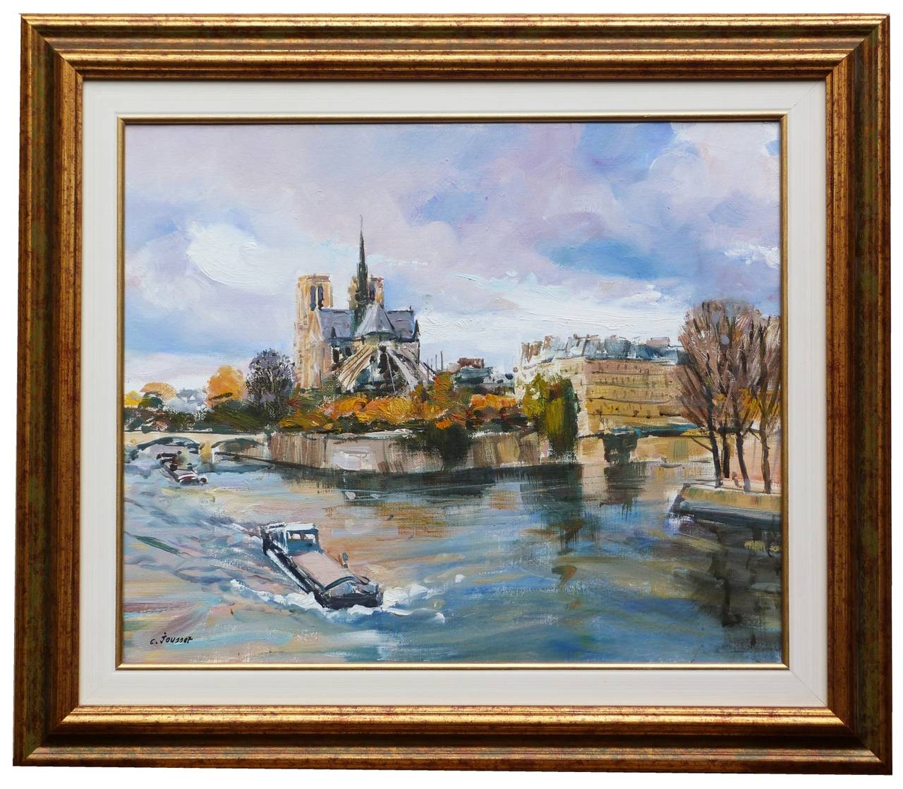 Claude JOUSSET Landscape Painting - Ciel d'Orage sur Notre-Dame de Paris