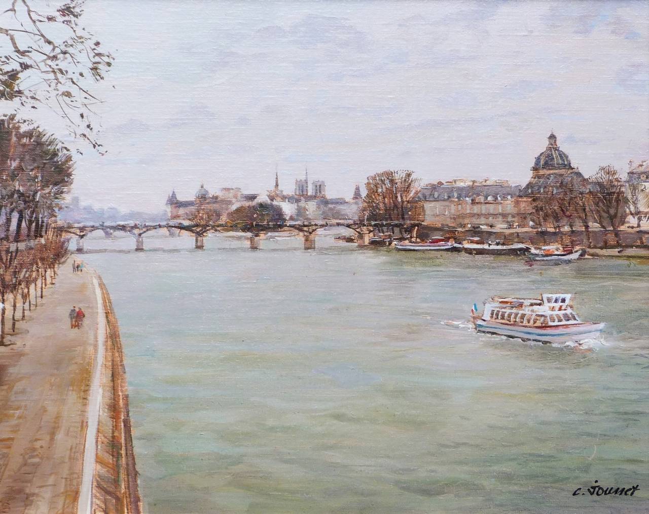 Nuage sur le Pont des Arts à Paris - Painting by Claude JOUSSET
