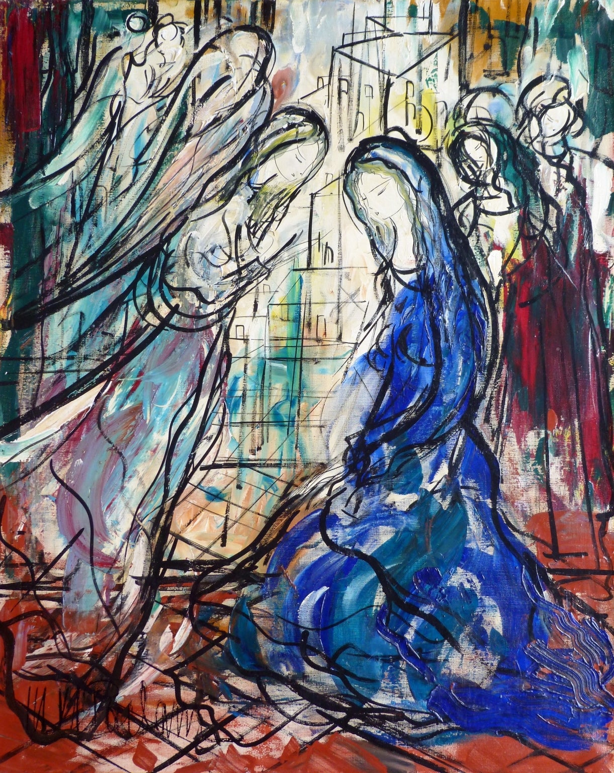 Figurative Painting Michel-Marie Poulain - La Chapelle des Pénitents Blancs