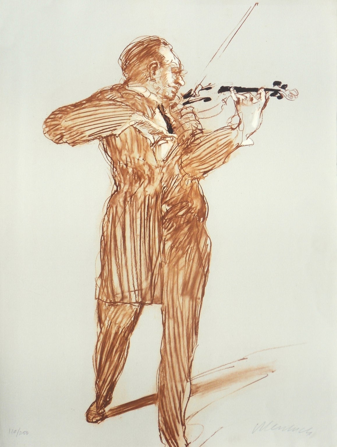 Claude Weisbuch Figurative Print - The musician, The violon player