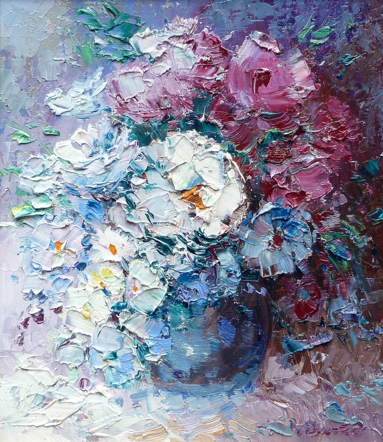 Willi Bauer - Still Life Flowers, Painting For Sale at 1stdibs