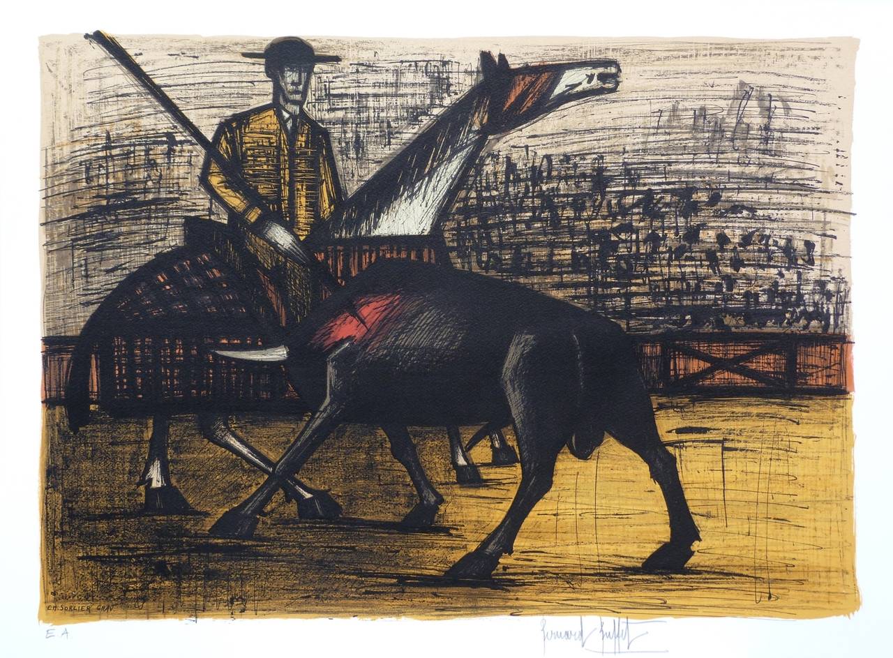 Bernard Buffet Figurative Print - The Picador - The bullfight