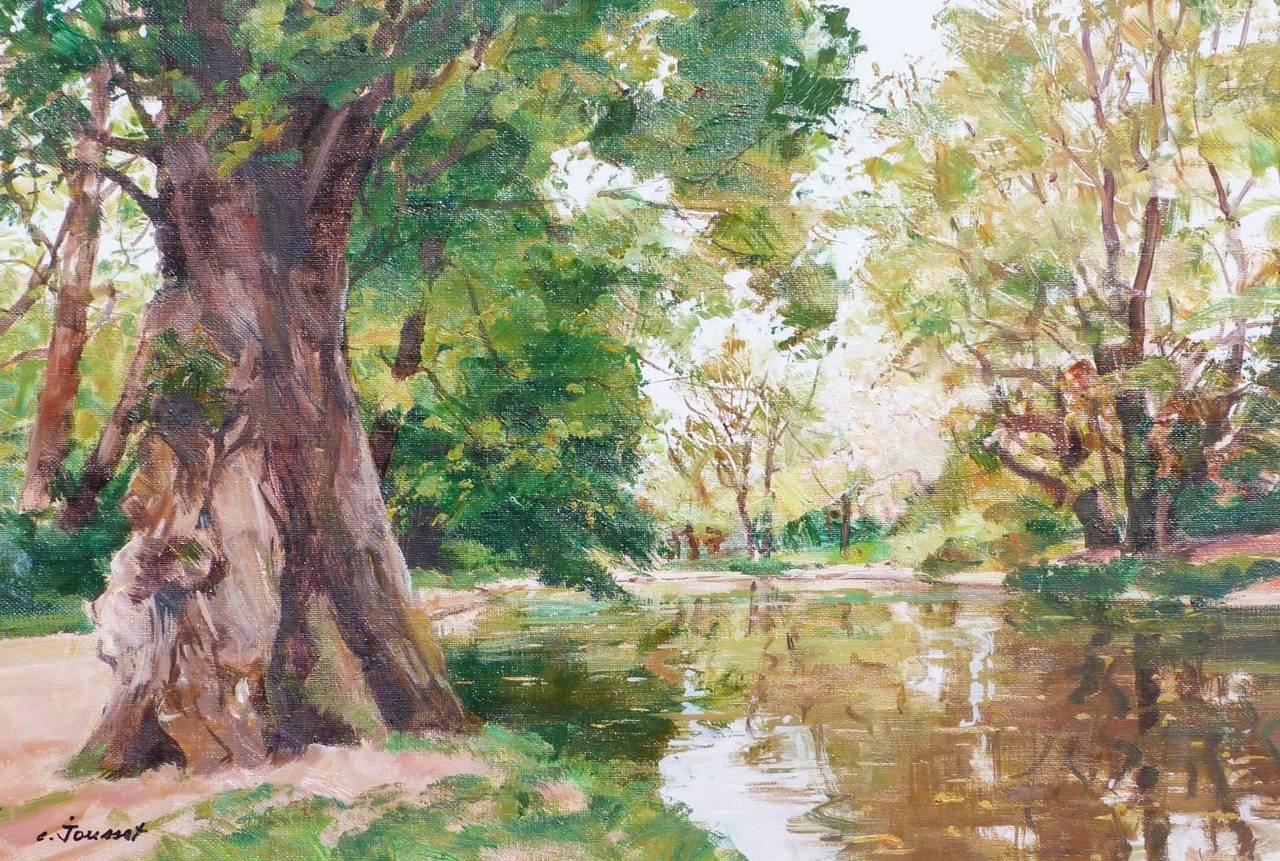 Le vieil arbre au bord de l’étang - Impressionist Painting by Claude JOUSSET