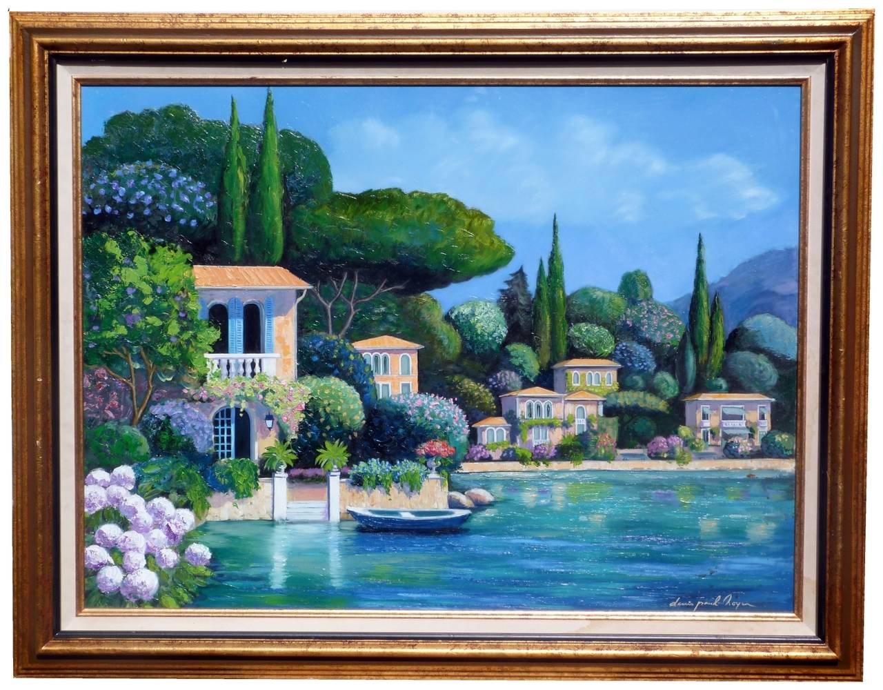 Denis Paul Noyer Landscape Painting - Water Reflexion II - A Mediterranean Landscape