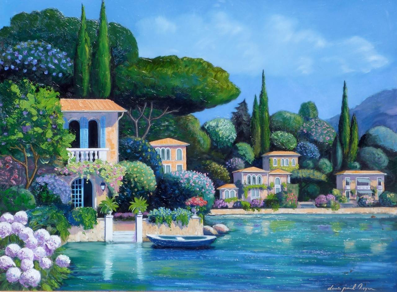 Water Reflexion II - A Mediterranean Landscape - Impressionist Painting by Denis Paul Noyer