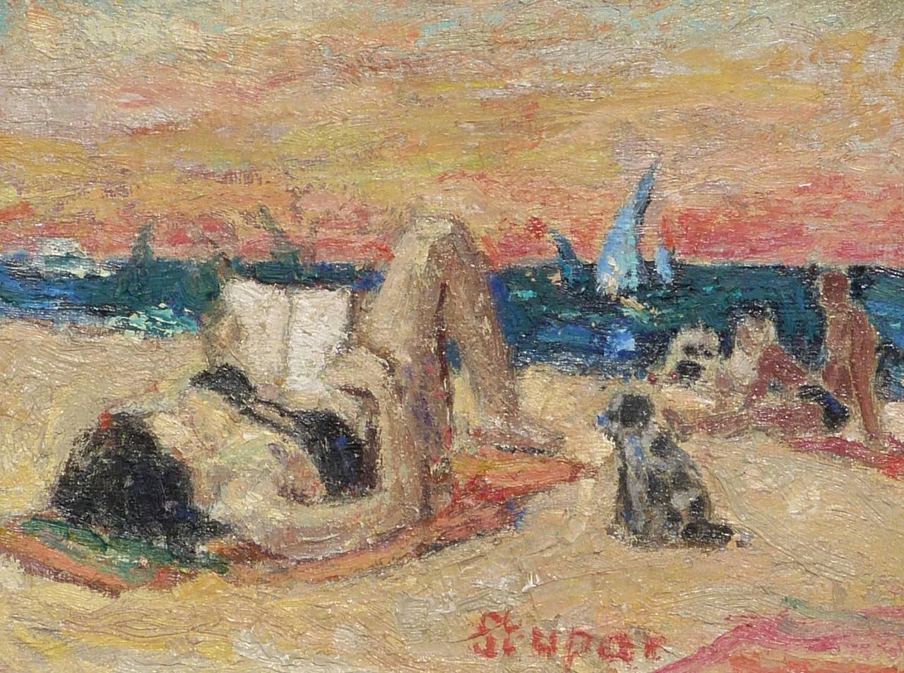 La Plage - A Beach Scene - Impressionist Painting by Marko STUPAR