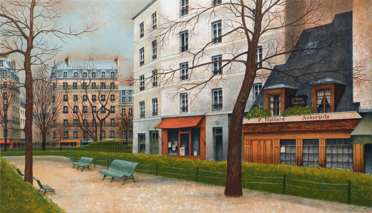 André RENOUX Landscape Print - Maillard, Aubergiste, Le Petit Chatelet, Paris