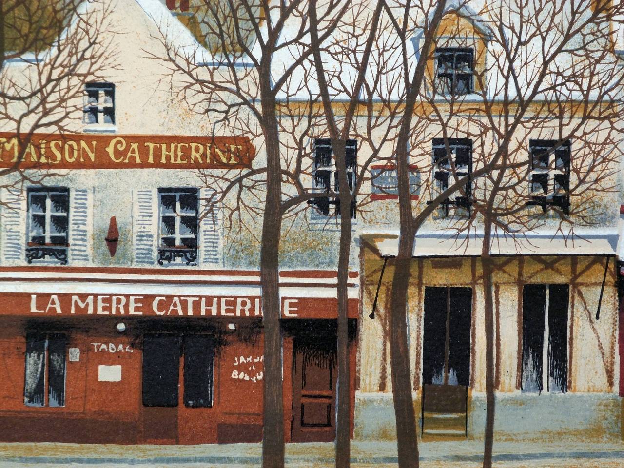 Montmartre, Place du Tertre, Paris - Realist Print by André RENOUX