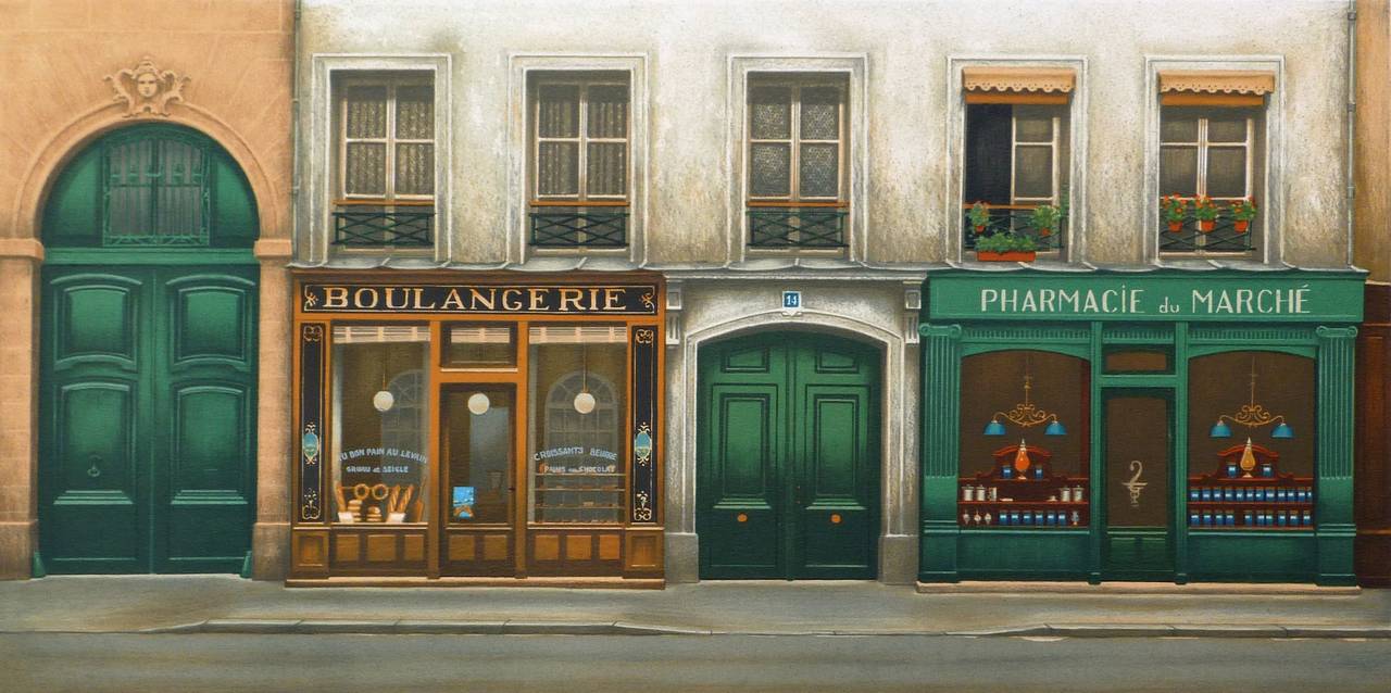 André RENOUX Figurative Print - La Pharmacie du Marché