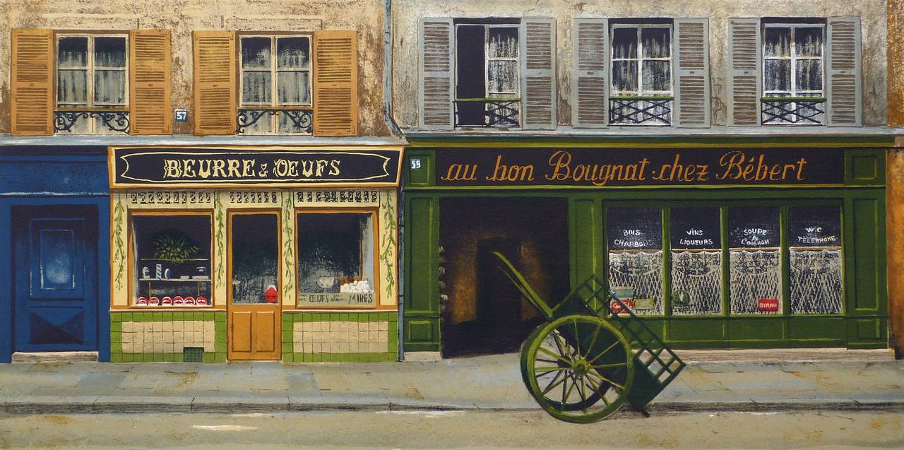 André RENOUX Figurative Print - Au Bon Bougnat Chez Bébert