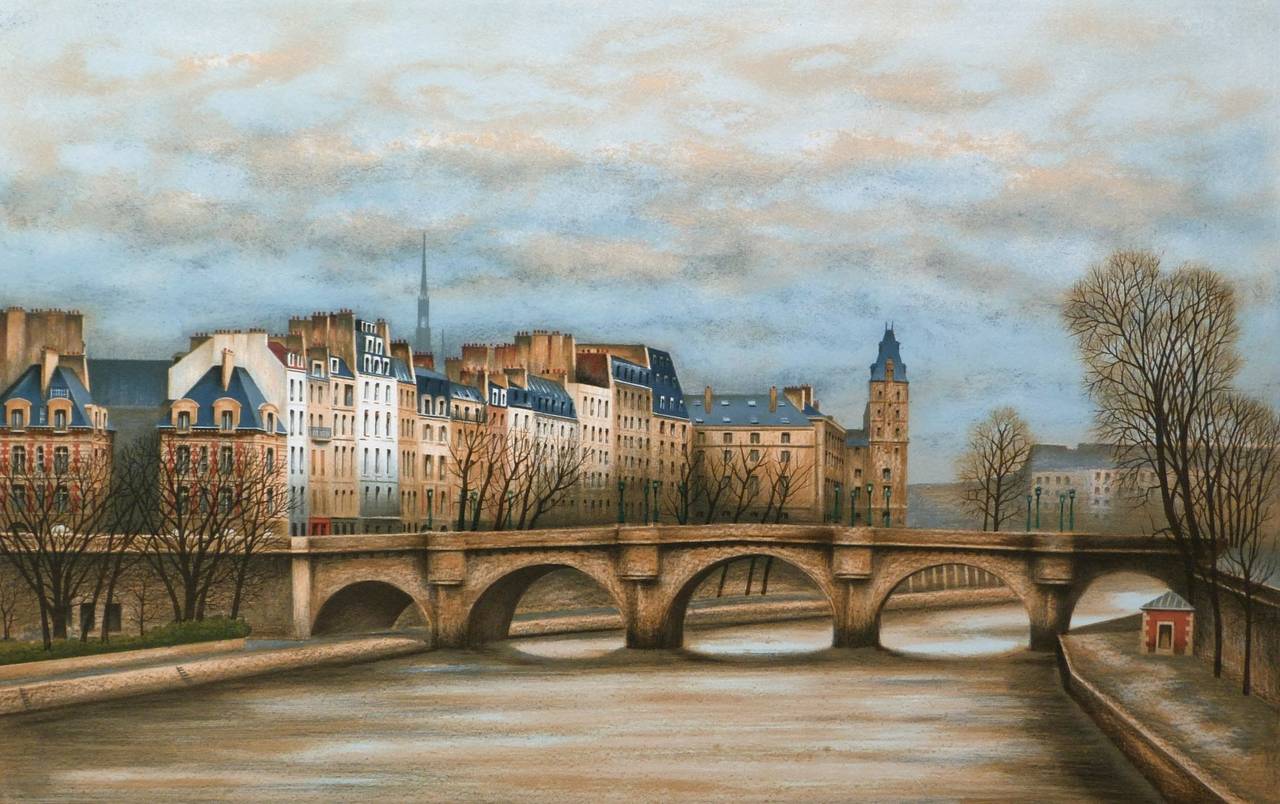 André RENOUX Figurative Print - The Pont Neuf bridge in Paris