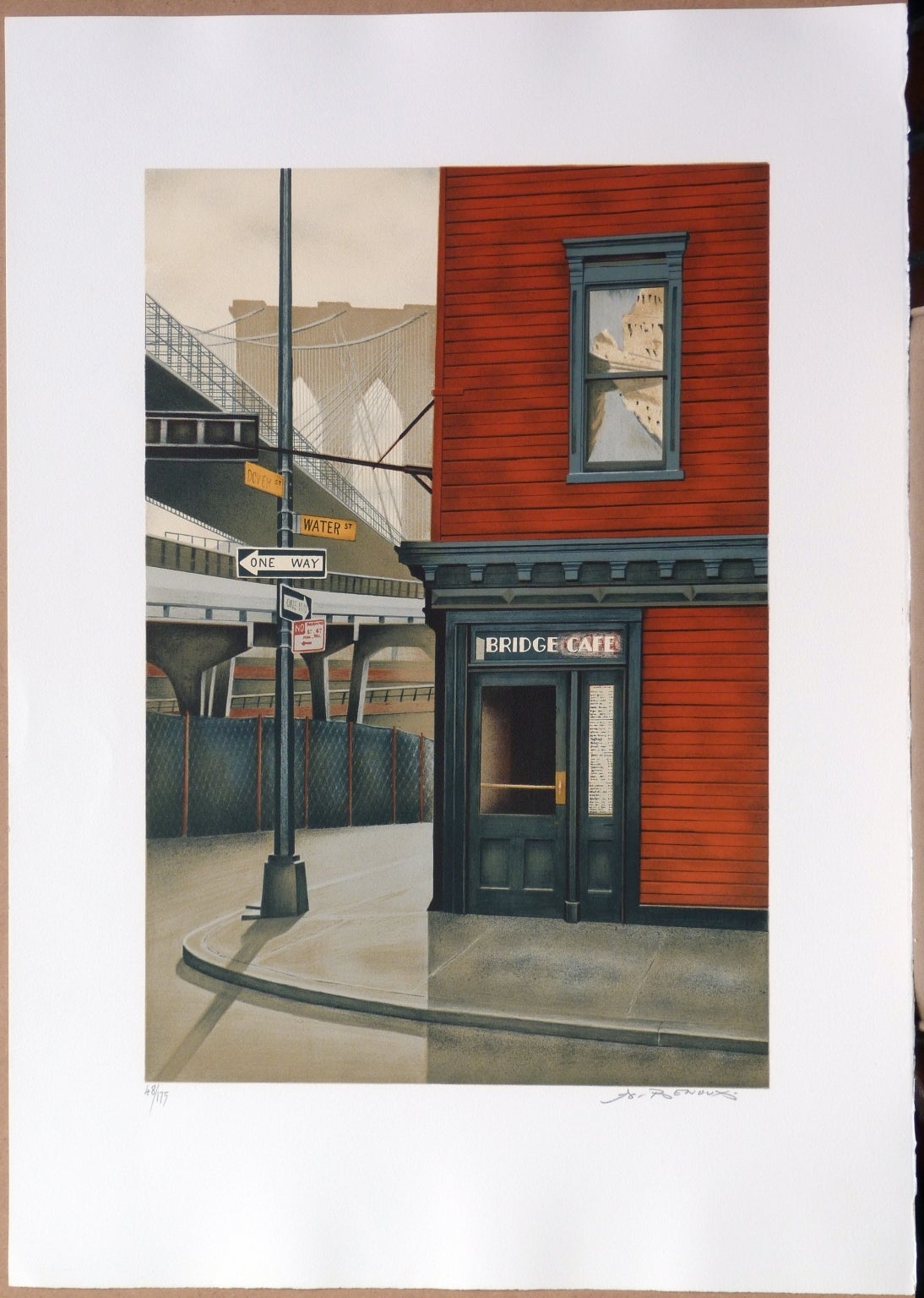 The Bridge Café in New-York USA - Print by André RENOUX