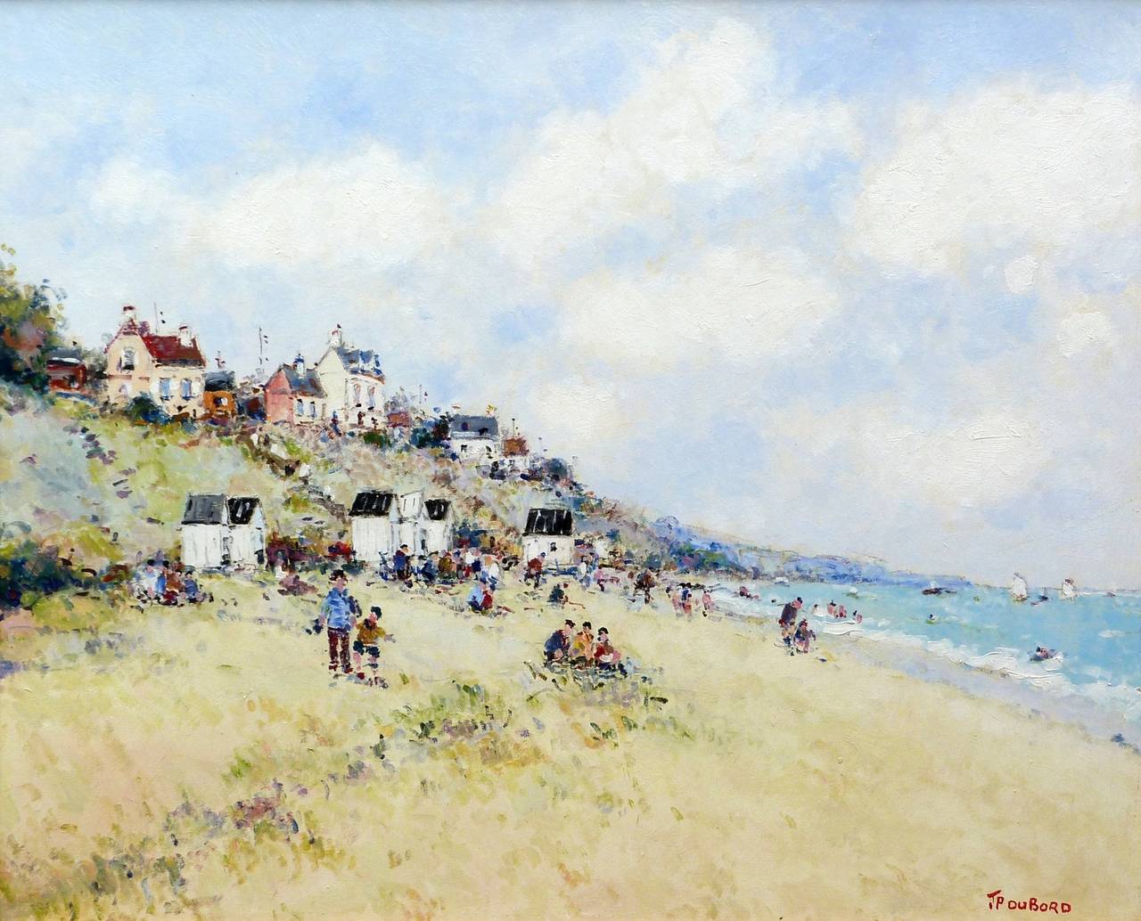 Jean-Pierre Dubord Landscape Painting - Sur la plage dans le Cotentin, France