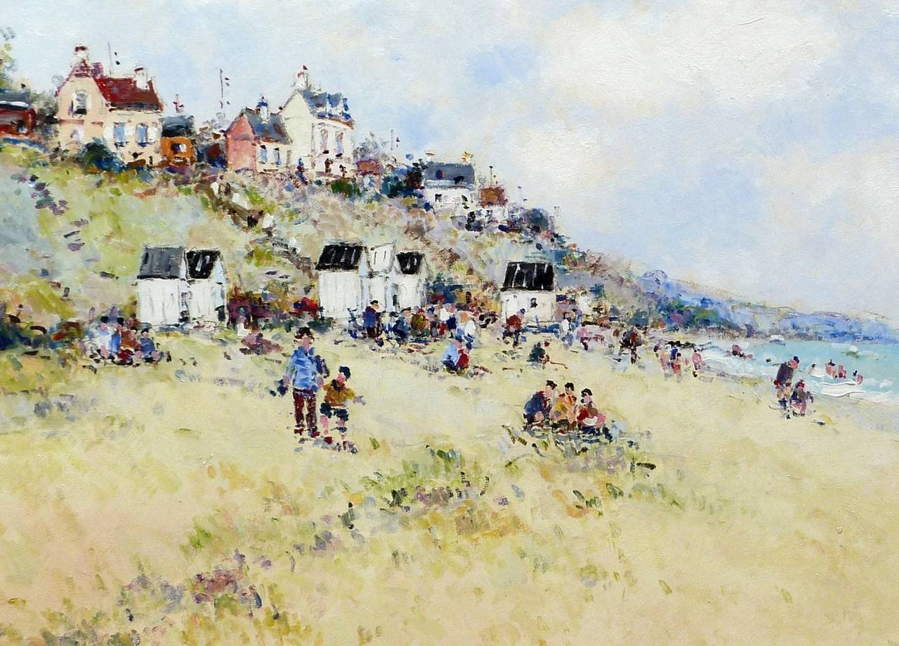 Sur la plage dans le Cotentin, France - Painting by Jean-Pierre Dubord