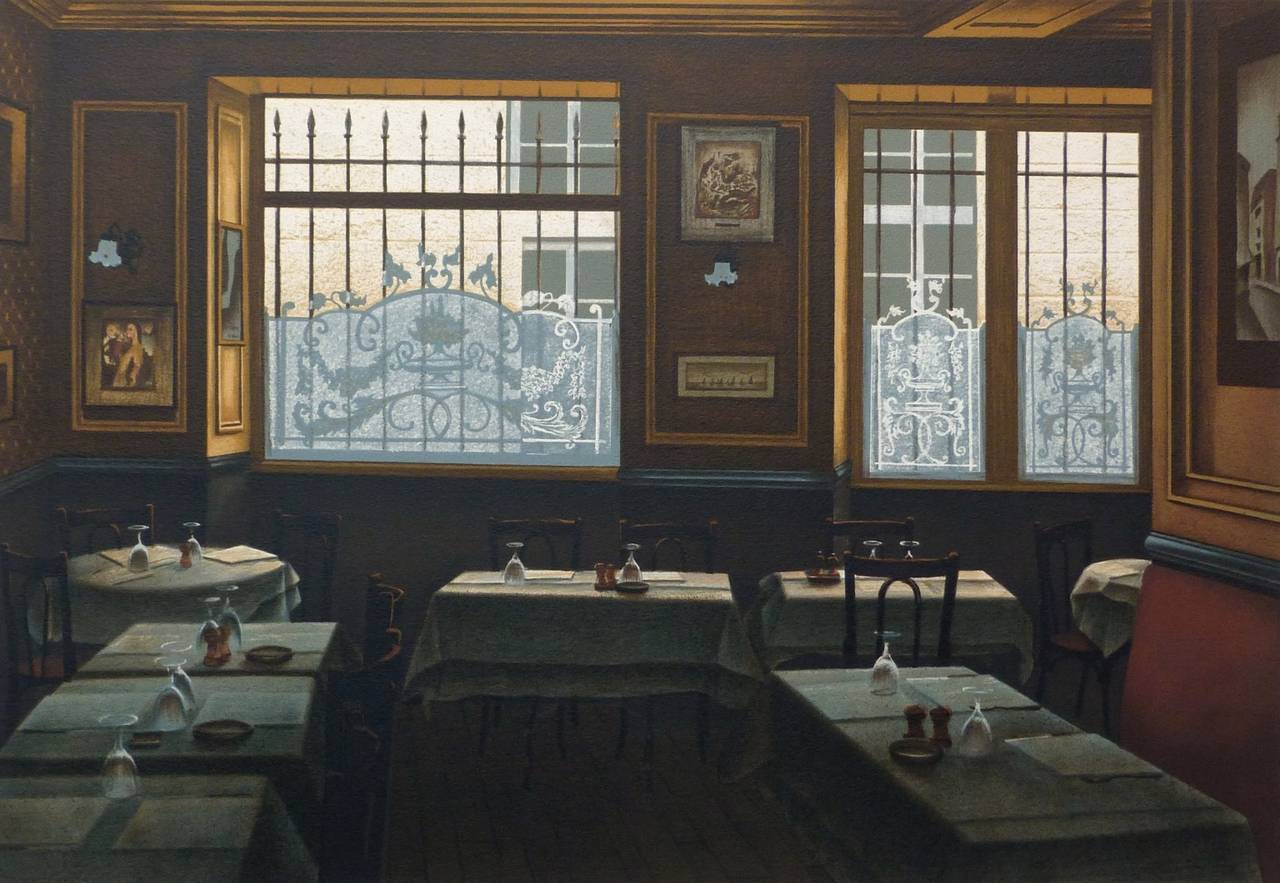 André RENOUX Interior Print - Inside the restaurant Chez Allard in paris