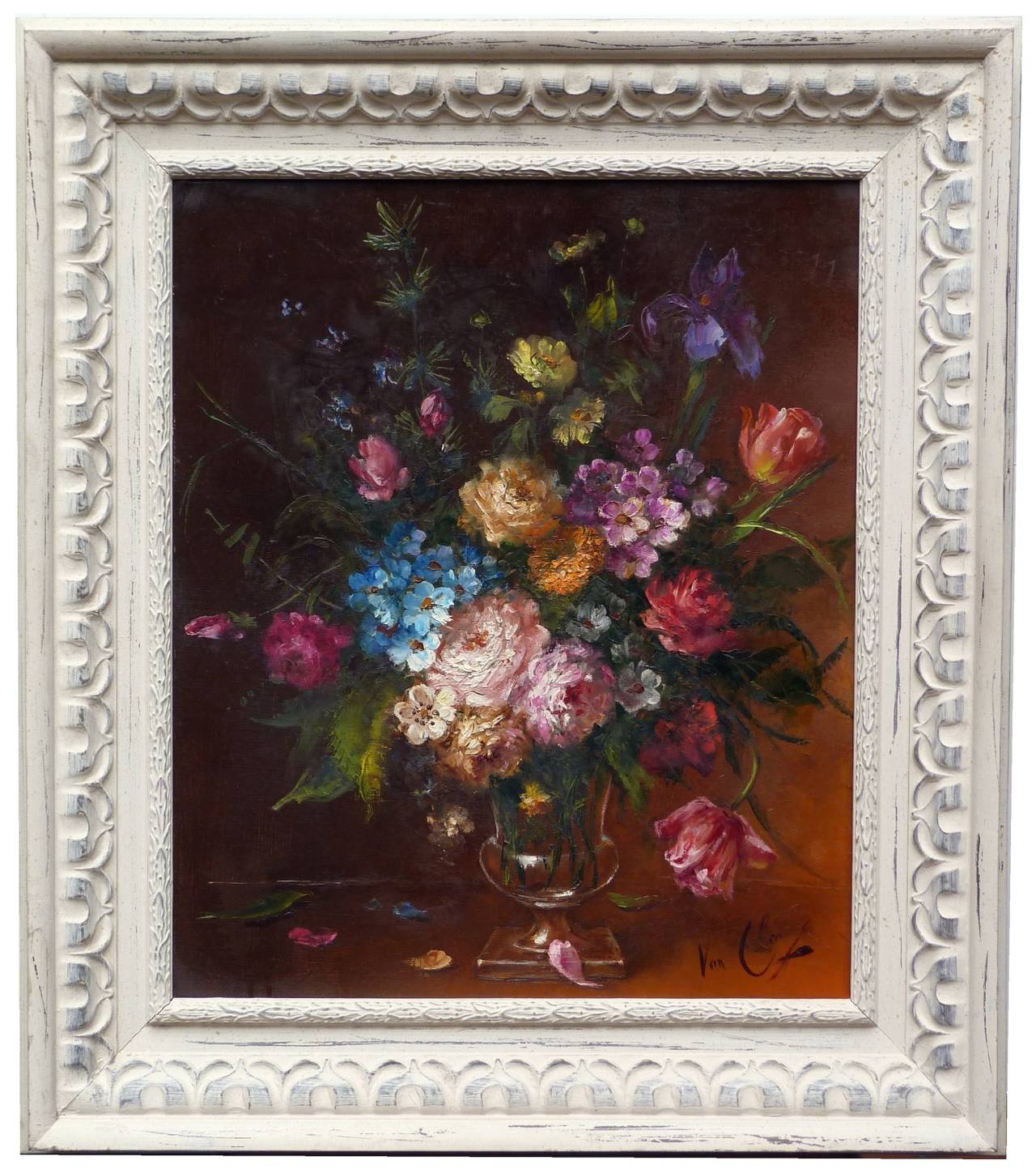Robert VAN CLEEF Still-Life Painting - A Still Life - Flowers in a vase