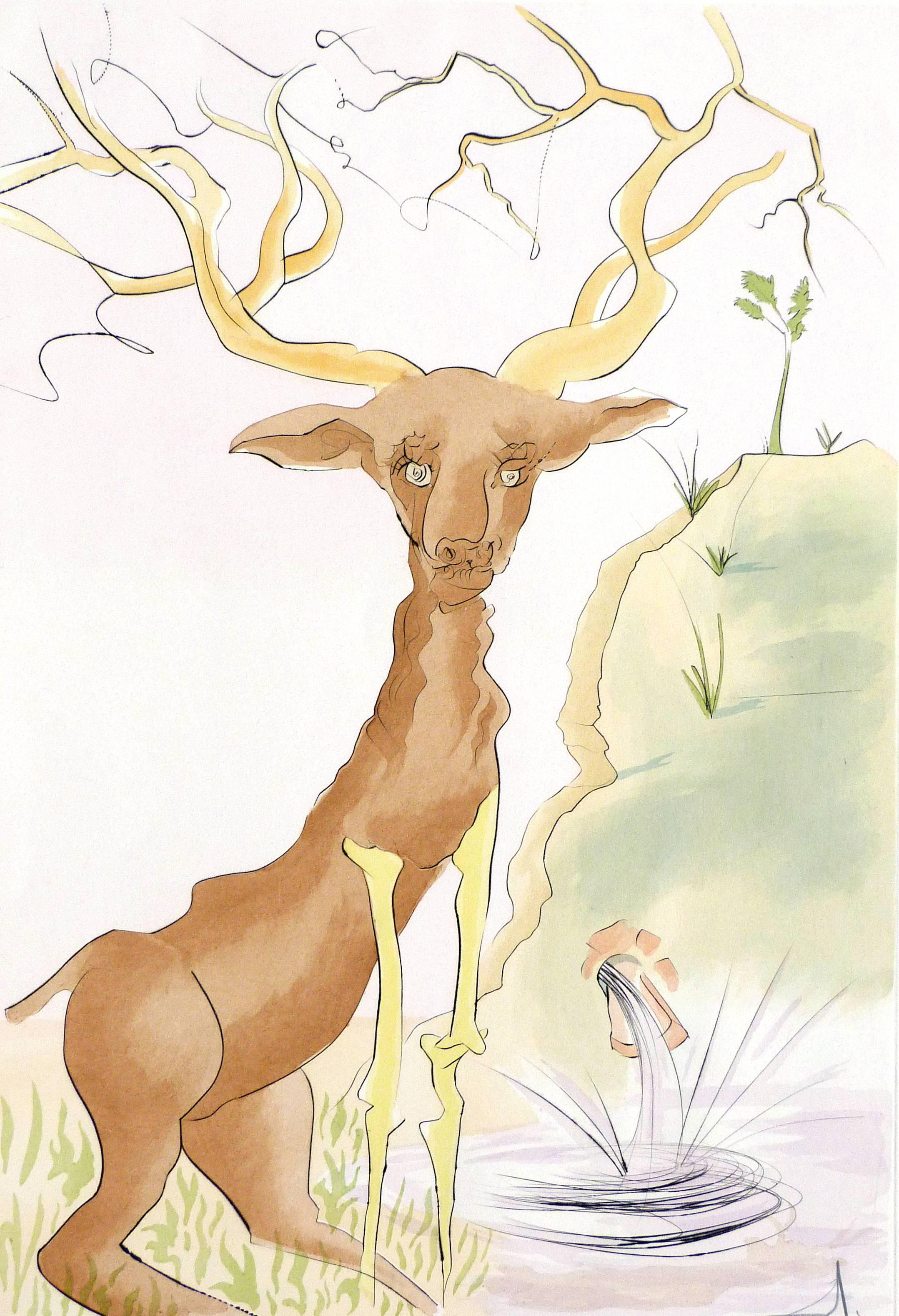 Salvador Dalí Animal Print - The surrealitst deer and his bone-shaped legs