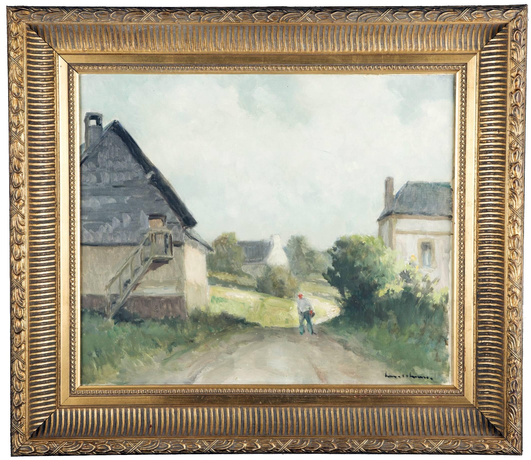 Henri Maurice CAHOURS Landscape Painting - The village to the old town