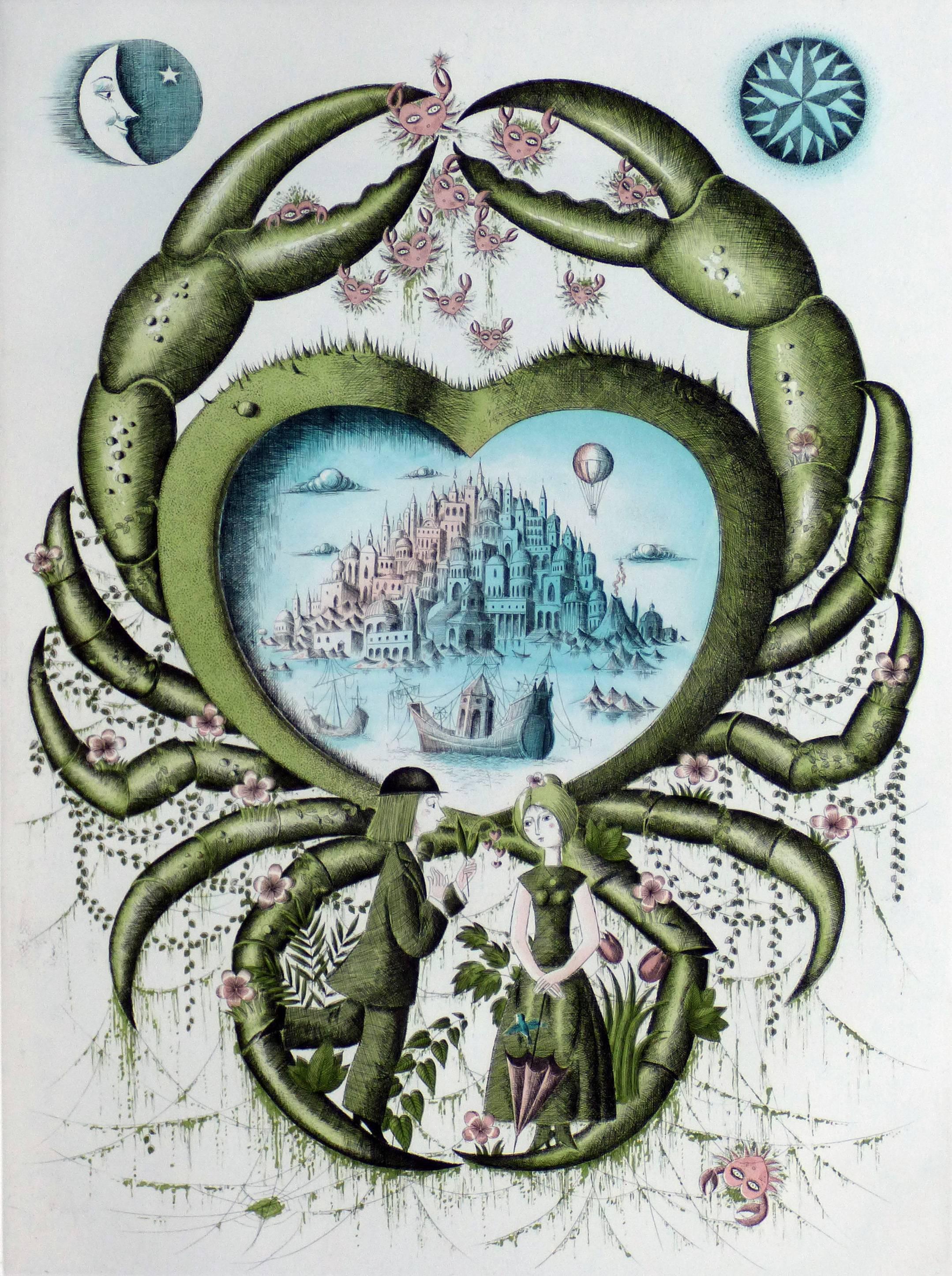 Raymond Peynet Figurative Print - The lovers, the crab