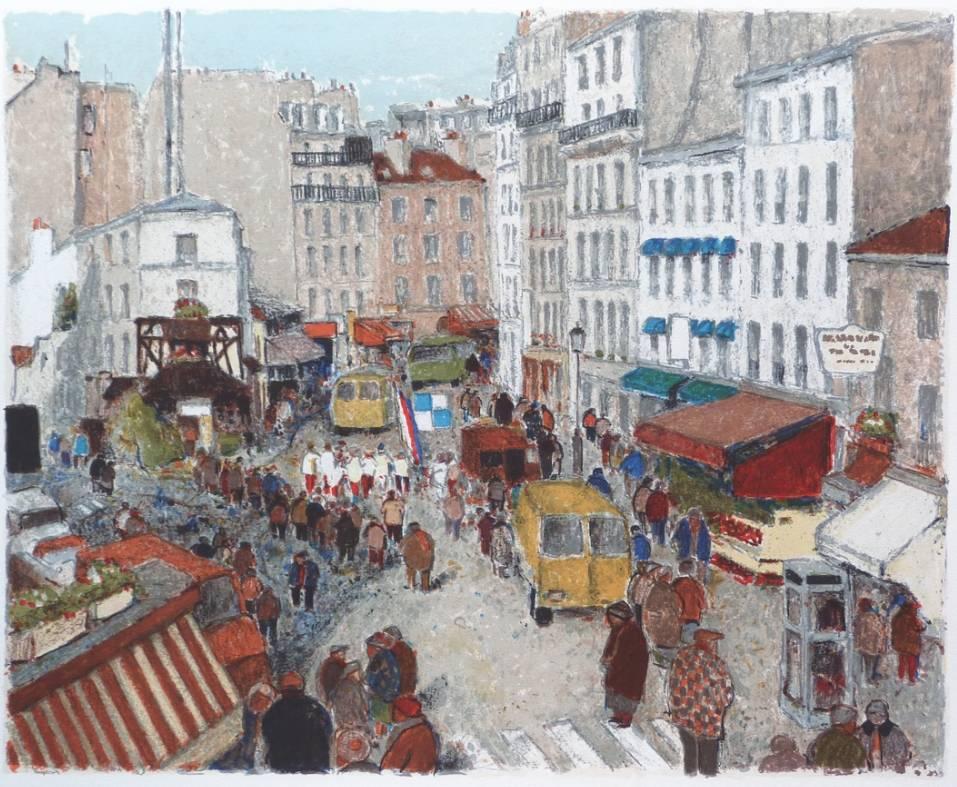 Marko STUPAR Landscape Print - Montmartre, La Fête Rue Lepic
