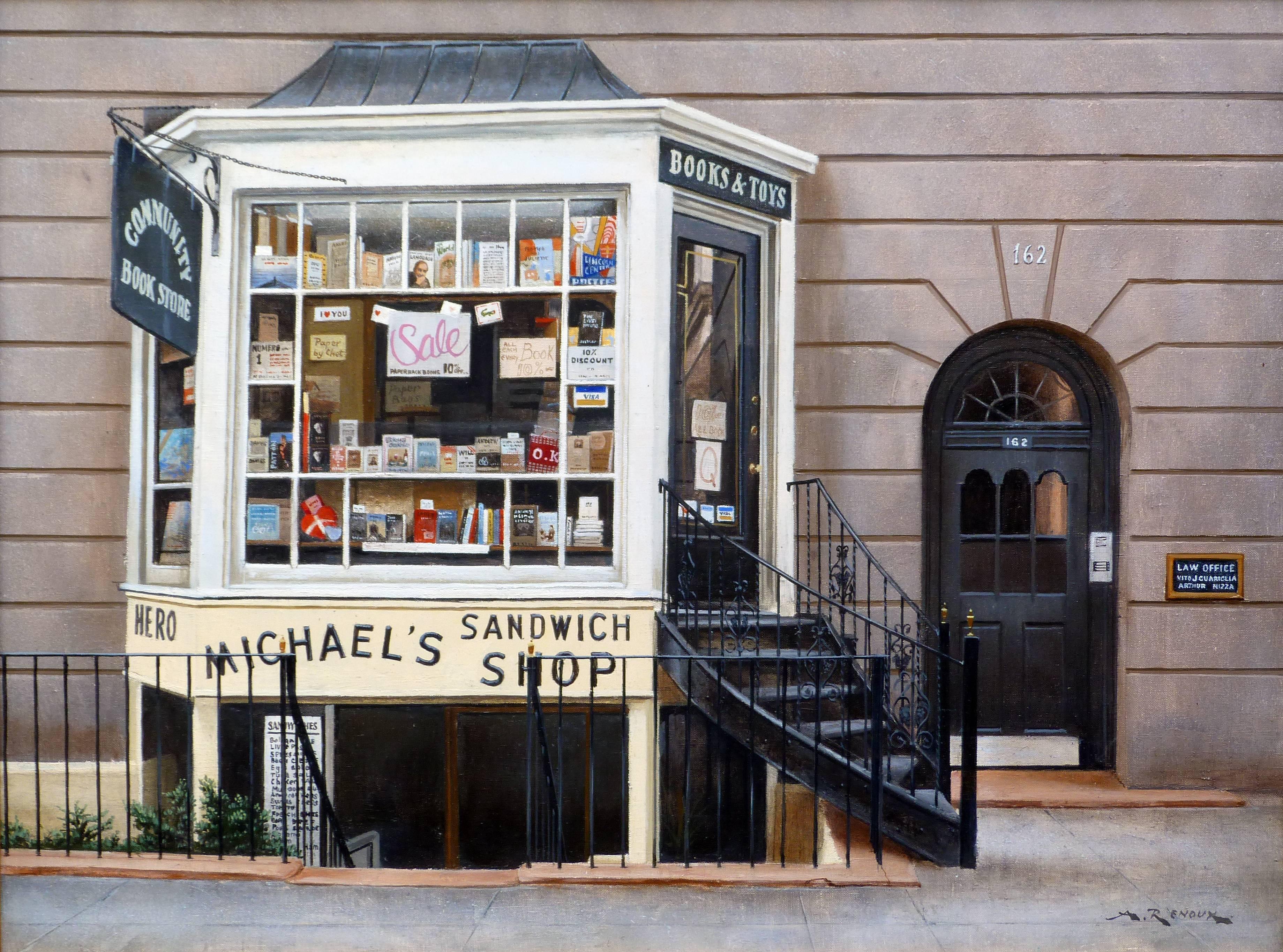 André RENOUX Landscape Painting - Michael's Sandwich Shop in London