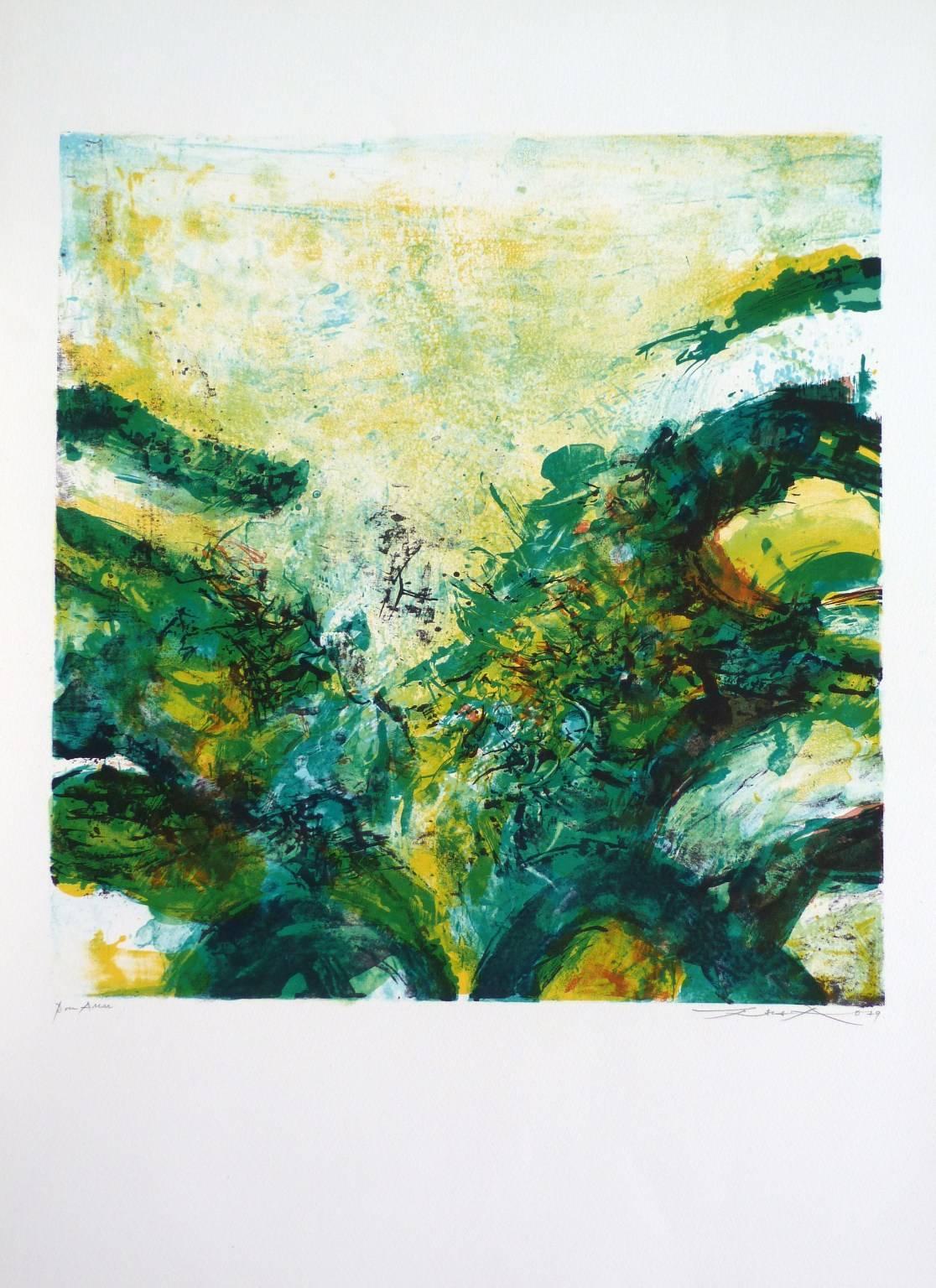 Zao Wou-Ki Abstract Print - Abstract Composition in Green