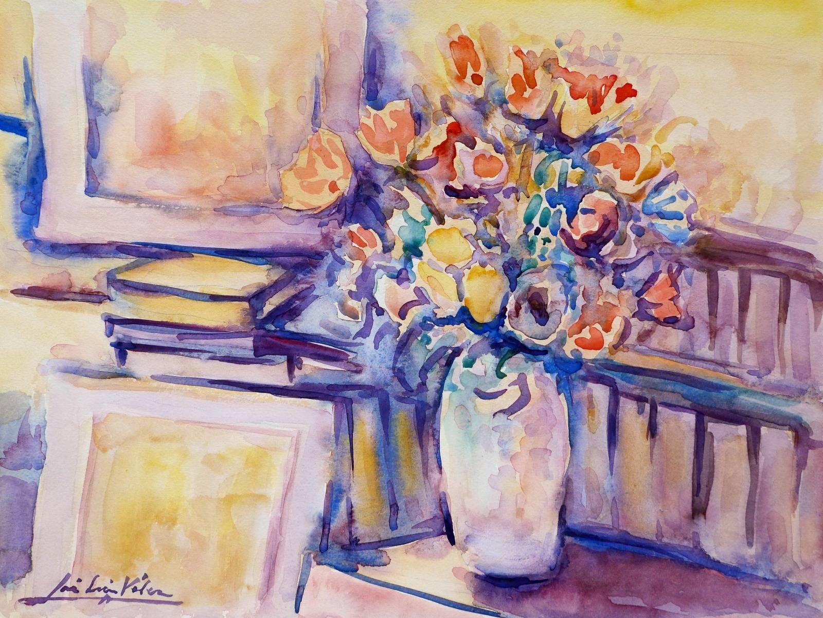José Velez y Ramos Interior Art - Le vase de fleurs