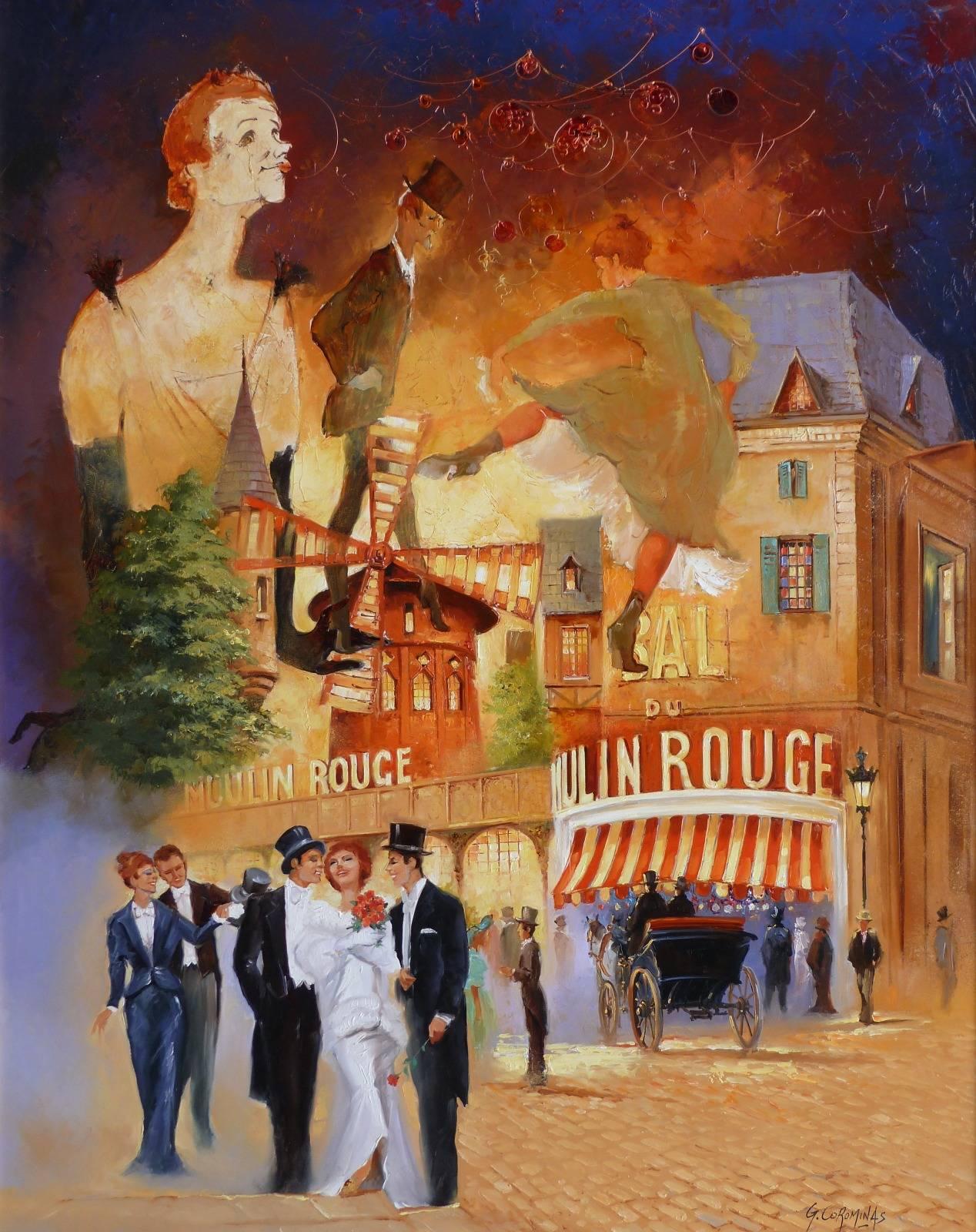 Le Moulin-Rouge à Montmartre La Goulue Valentin le désossé - Painting by Georges COROMINAS