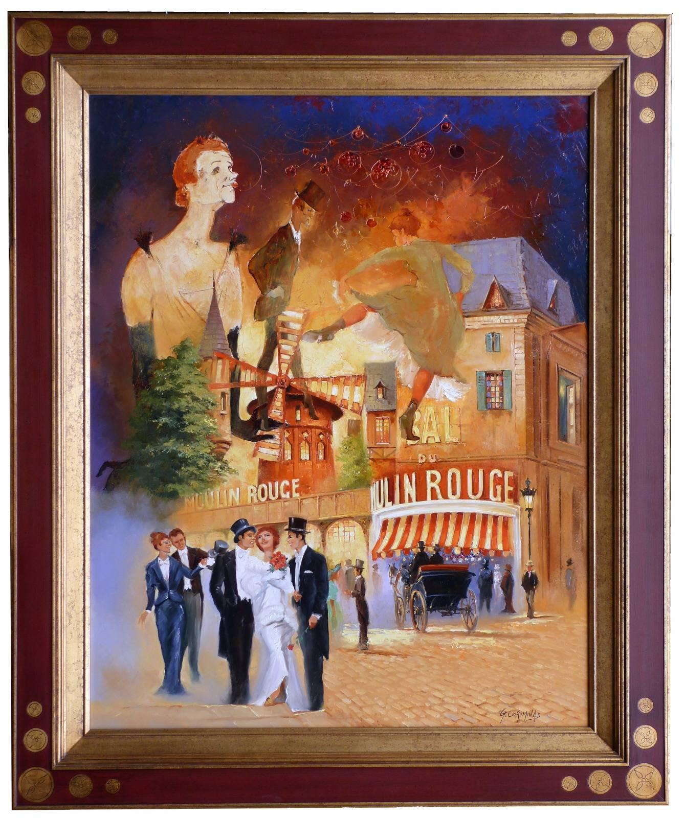 Georges COROMINAS Figurative Painting - Le Moulin-Rouge à Montmartre La Goulue Valentin le désossé
