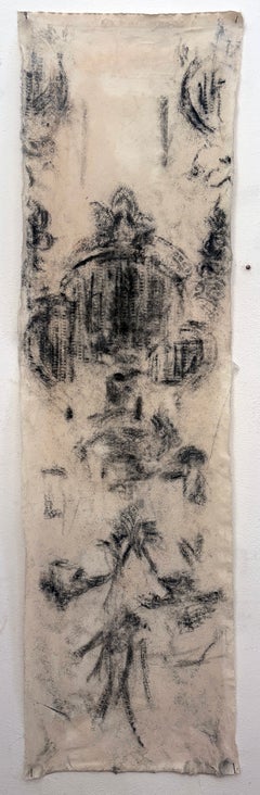 Frammento, Contemporary Italian Abstract Charcoal Drawing on Cotton Canvas