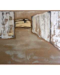 «Paisaje 2013»: pintura original con textura, técnica mixta sobre lienzo de yute, de gran tamaño