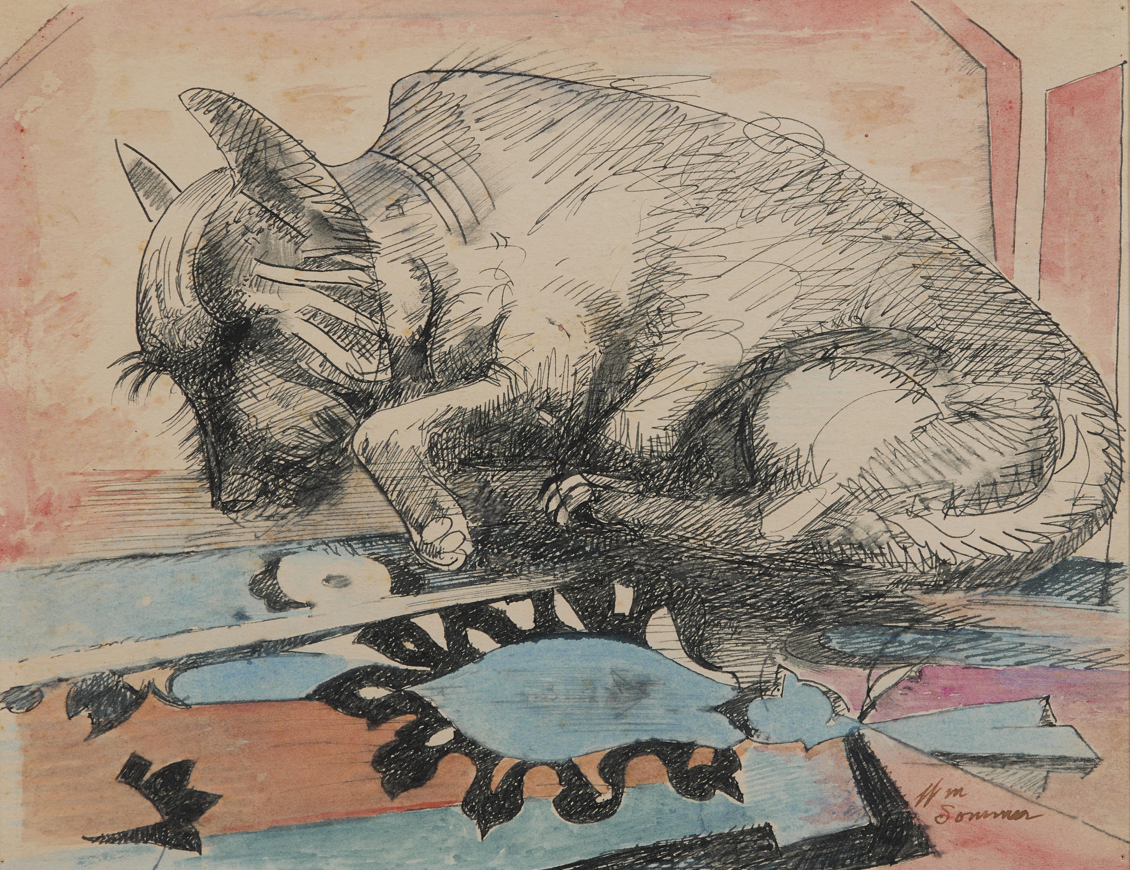 William Sommer Animal Art – Tyrannus, Gemälde eines Hundes aus der Cleveland School, frühes 20. Jahrhundert