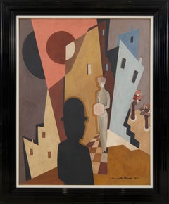 Jean Lambert-Rucki - Cubist City Scene in Oil, La Dame au Manchon, 1920