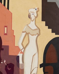 Jean Lambert-Rucki - Cubist City Scene in Oil, Le Passage, 1926