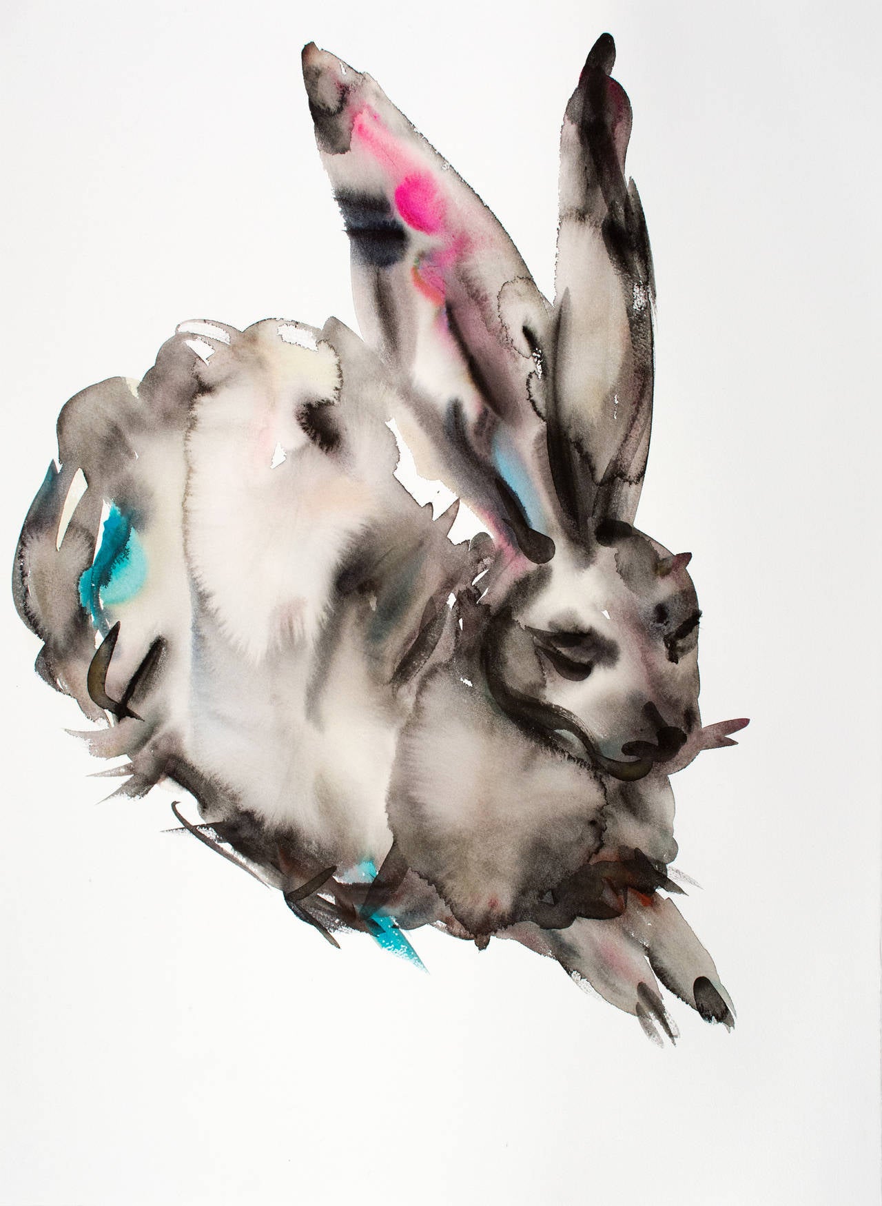 Kim McCarty Animal Art - Bunny With Red and Blue