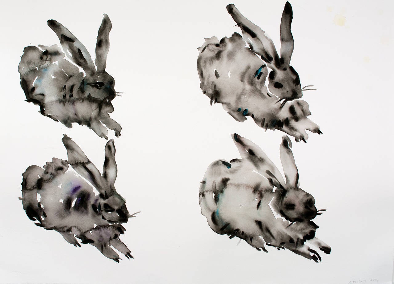 Kim McCarty Animal Art - Four Bunnies