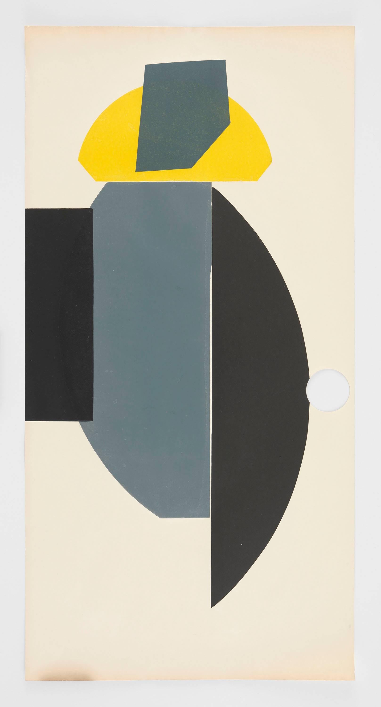 Austin Thomas Abstract Print - Hole Yellow Black Gray