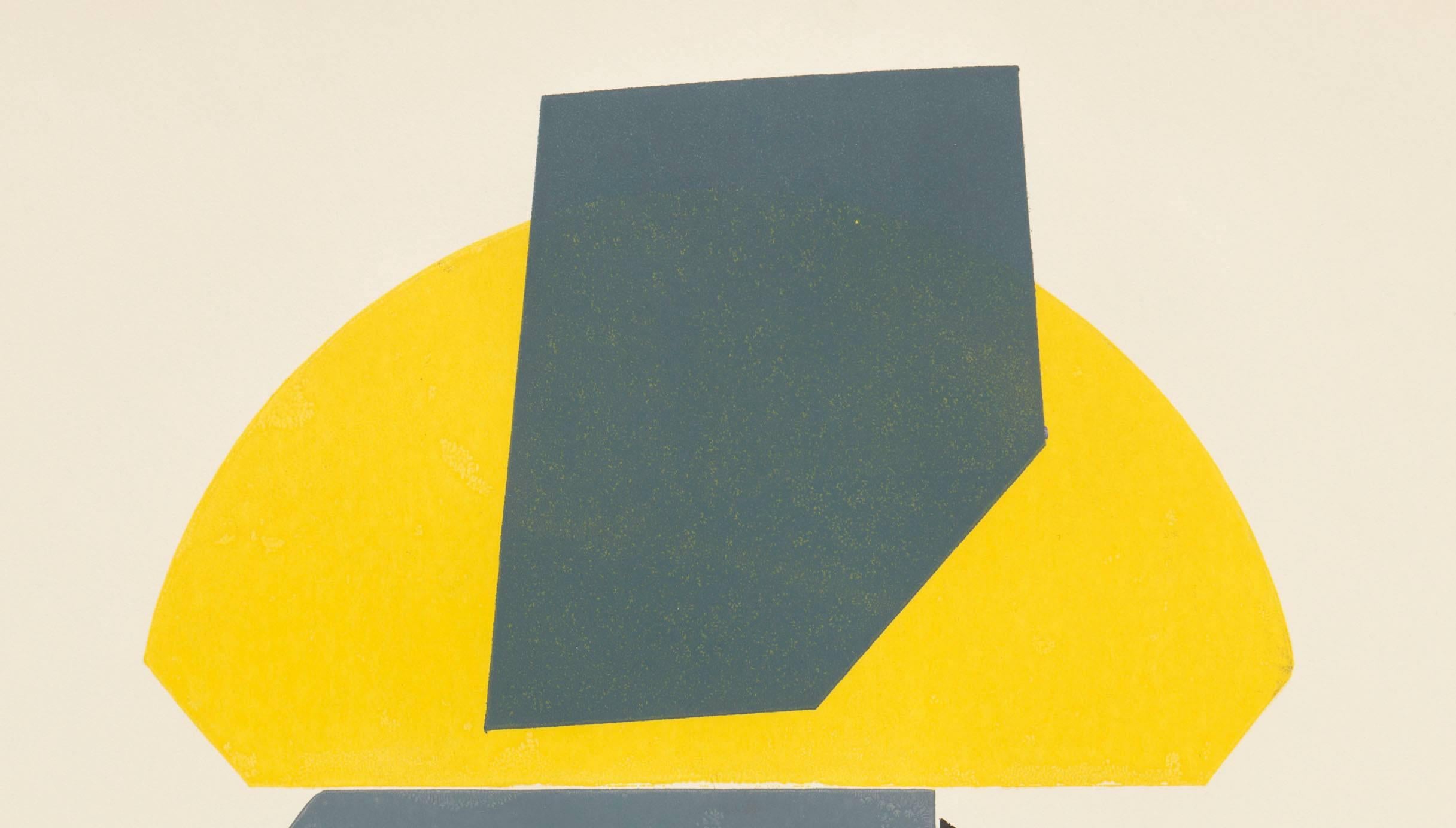 Hole Yellow Black Gray - Beige Abstract Print by Austin Thomas