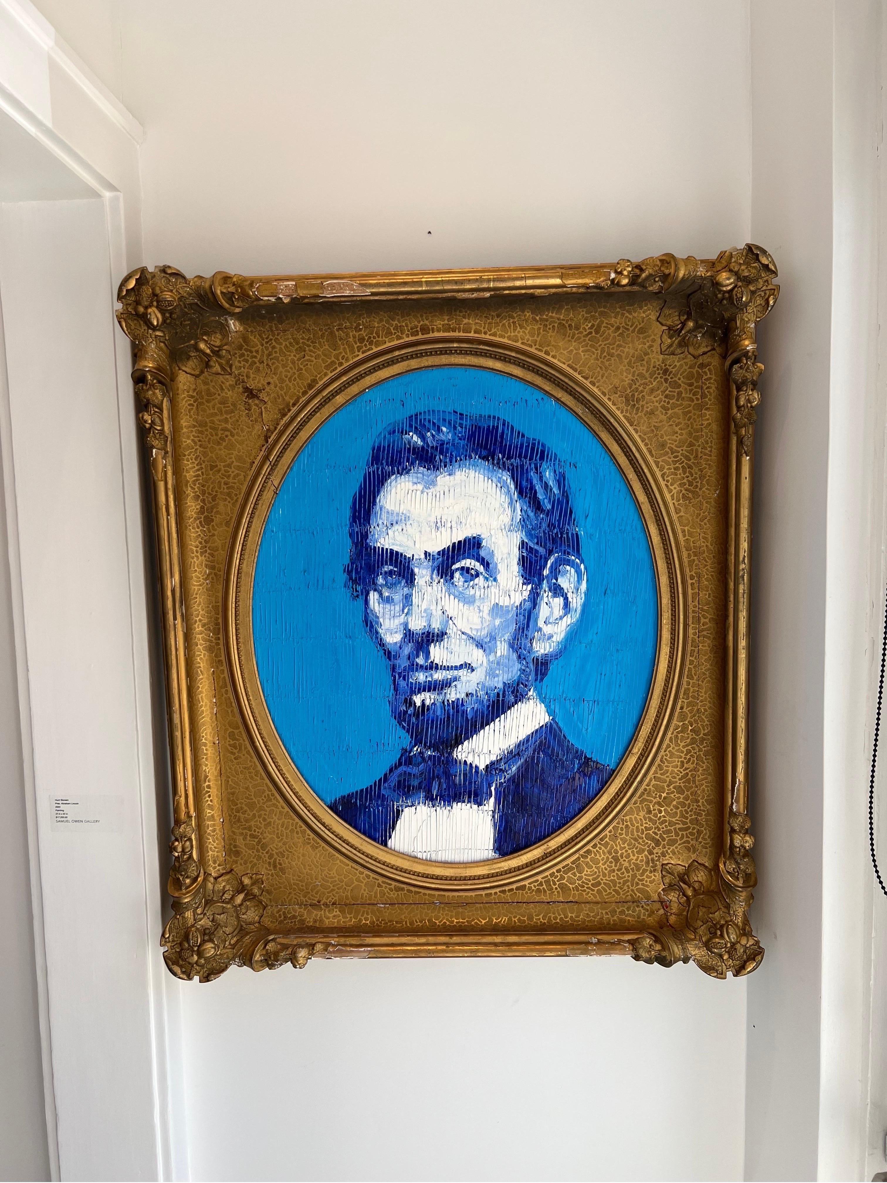 Präs. Abraham Lincoln / Original-Ölgemälde in Vintage-Rahmen – Painting von Hunt Slonem