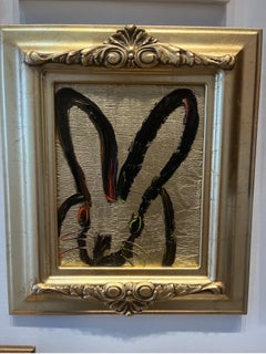 Lark "Bunny Painting" Original Gold Oil Painting in Gold Vintage Frame