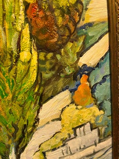 OLD MASTER COPY Signed Vincent " Cypress Trees " Oil Painting 20th Century GGF