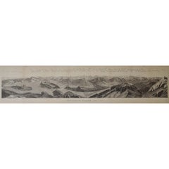 Circa 1885 Original Swiss Alps Mount Pilatus Panorama by C. Bertrand